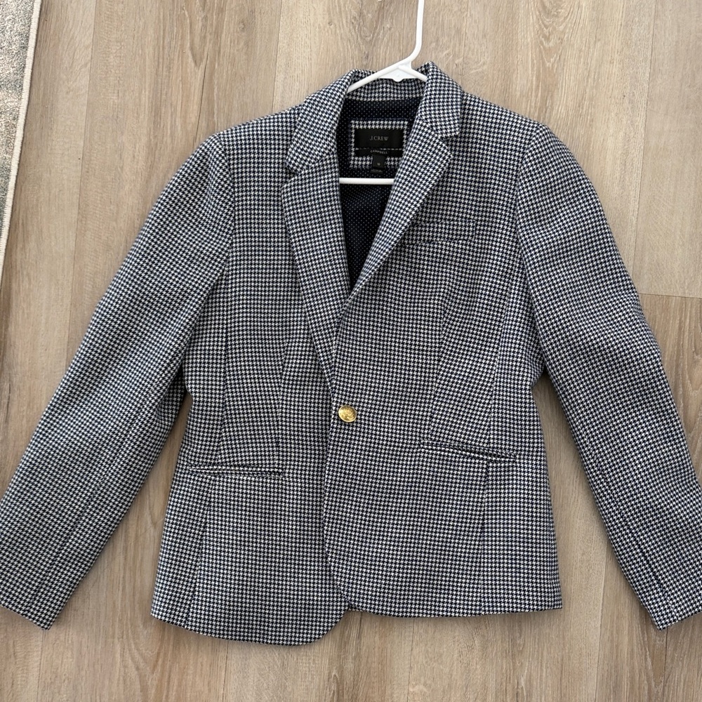 J. Crew Factory Black and White Houndstooth Blazer